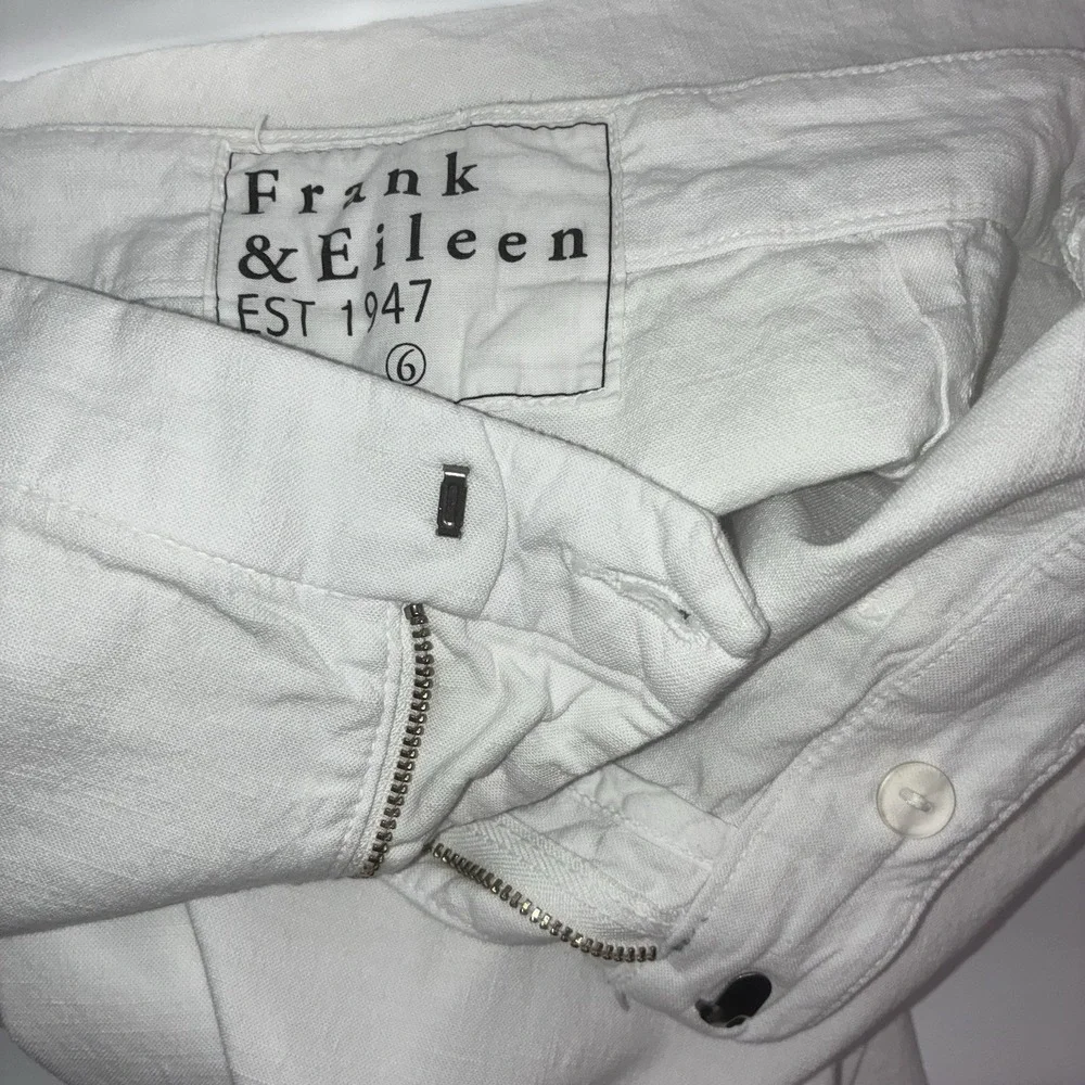 Frank & Eileen Denim Pants Size 6 White Kinsale Flax Cotton Blend Raw Hem Jeans - Picture 2 of 9